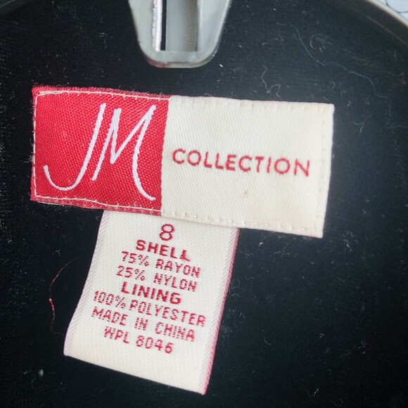 JM Collection Women's Size 8 Quilted Lined Color Black Velvet Jacket Botton Down - Picture 5 of 6